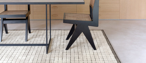 Mesh Hand Woven Double Backing Rug by Ligne Pure, showing mesh hand woven double backing rug in live shot.