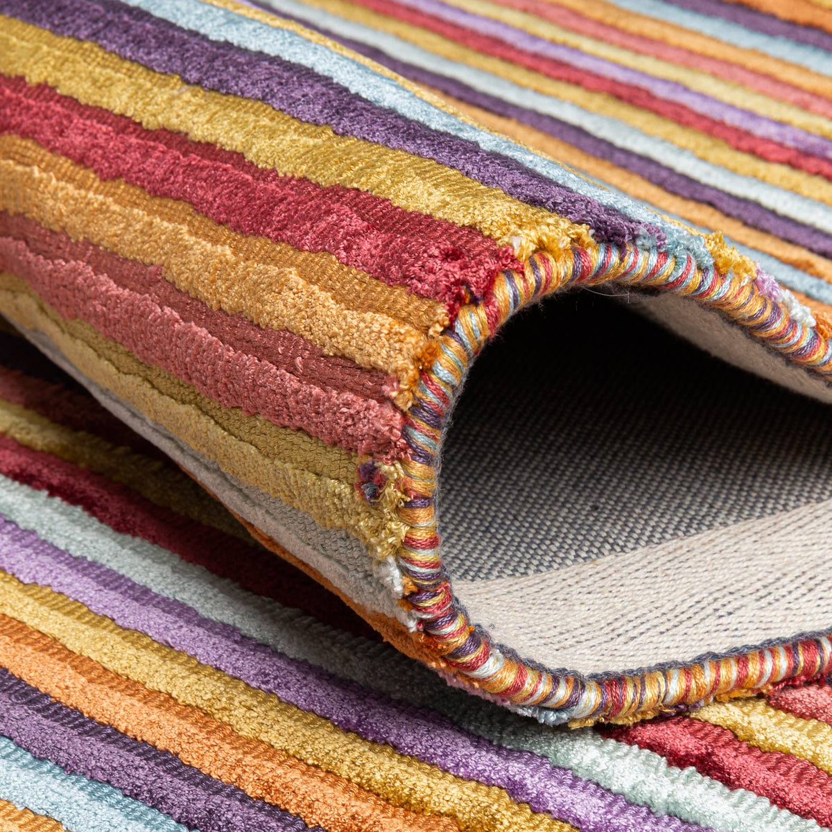 Linework 202.001.990 Hand Woven Double Backing Rug by Ligne Pure, showing detail view of linework 202.001.990 hand woven double backing rug.