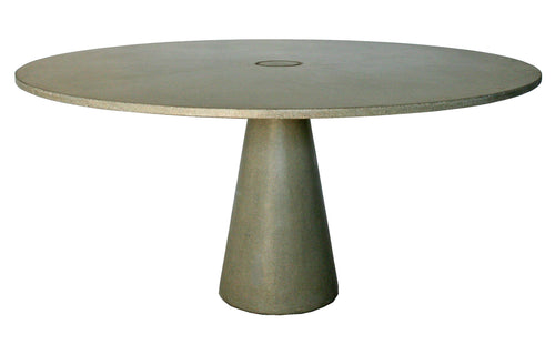 James De Wulf Locking Round Dining Table by De Wulf - Natural Tone Concrete.