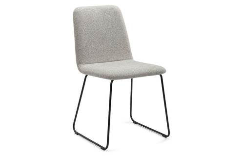 Lolli II Dining Chair by m.a.d. - Black Metal Base with Pewter Grey Fabric Seat.
