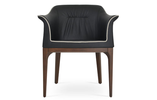 London Arm Wood Chair by SohoConcept - Beech Wood Walnut, Black Leatherette.