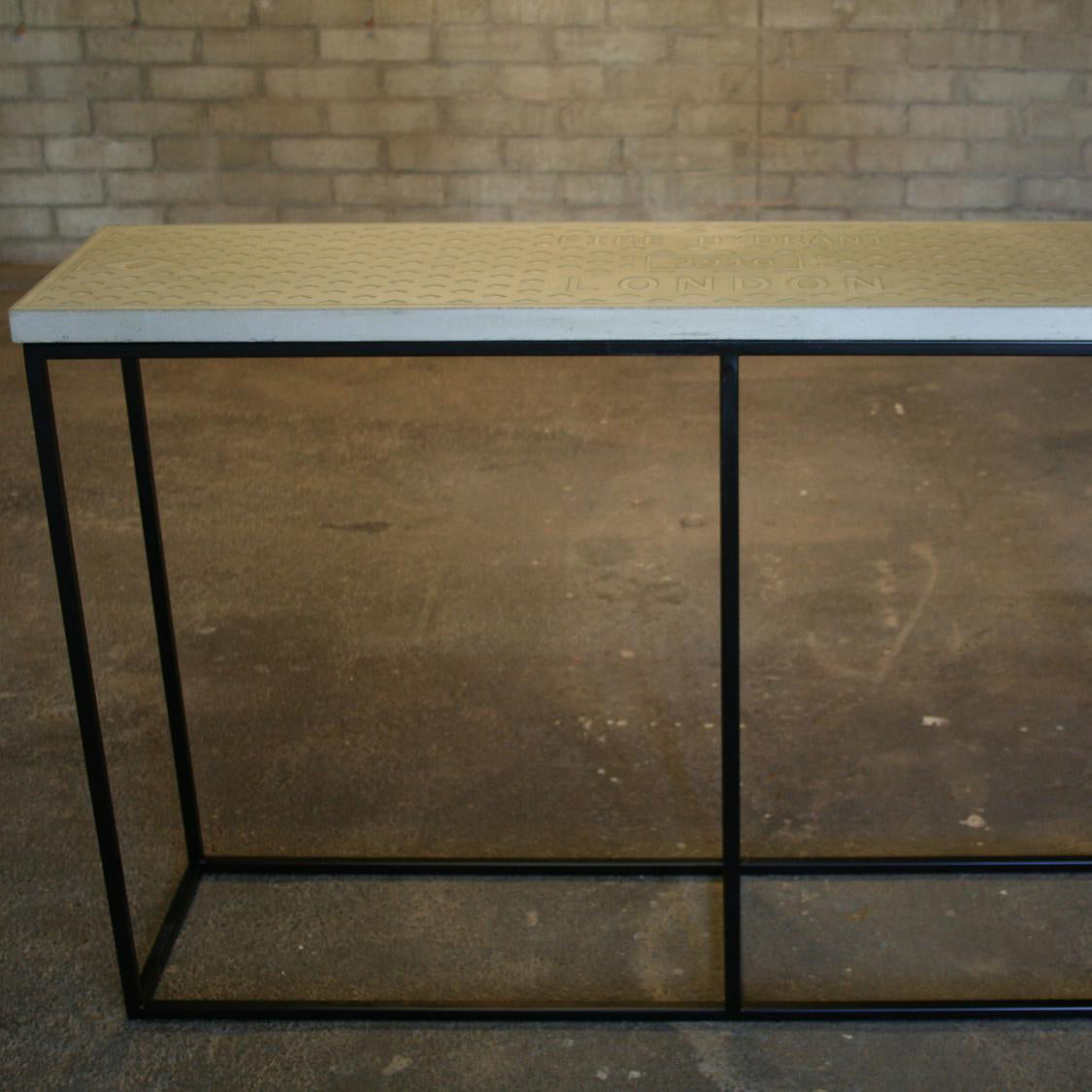 James De Wulf London Console Table by De Wulf, showing closeup view of london console table in live shot.