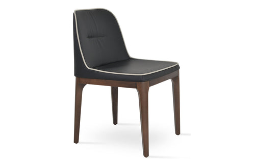 London Dining Chair by SohoConcept - Beech Wood Walnut, Black Leatherette