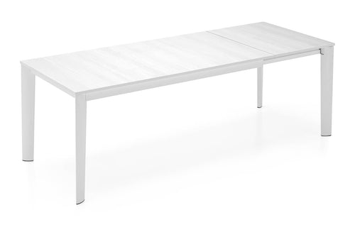 Lord Small Extending Table by Connubia - Optic White Metal Legs + Frame/Materico White Melamine Top + Extension.