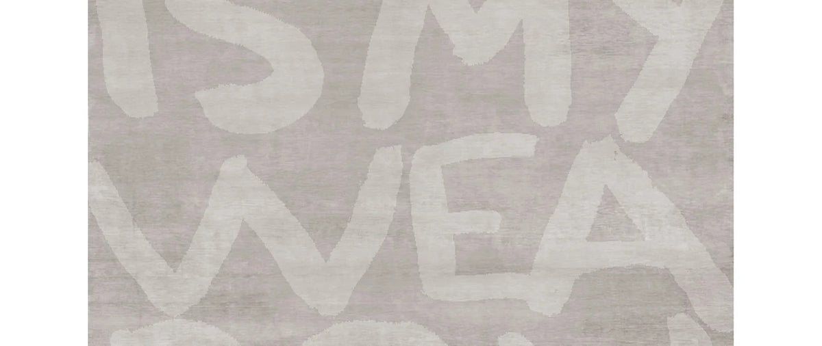 Love LE34 Rug by Second Studio, showing closeup view of love le34 rug by second studio in taupe.