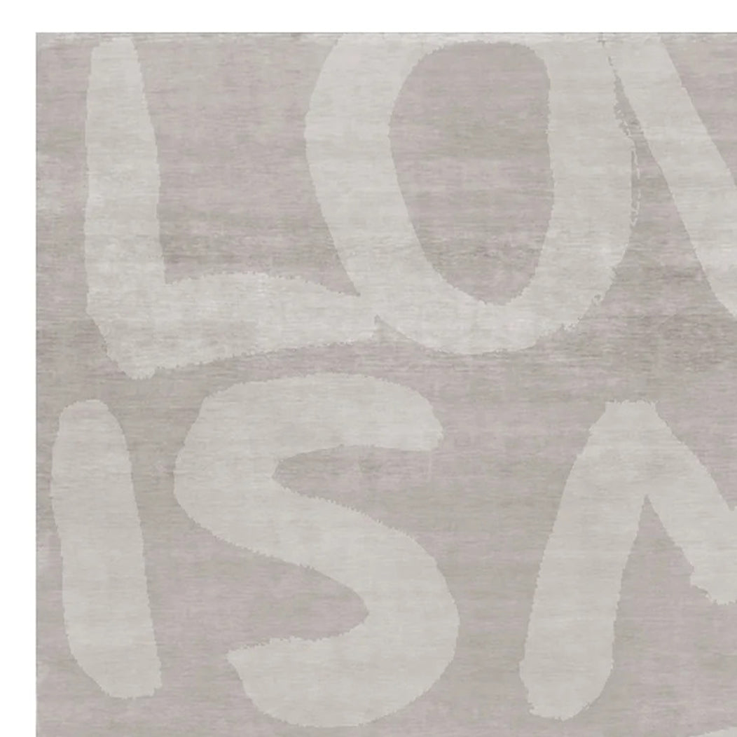Love LE34 Rug by Second Studio, showing closeup view of love le34 rug by second studio in taupe.