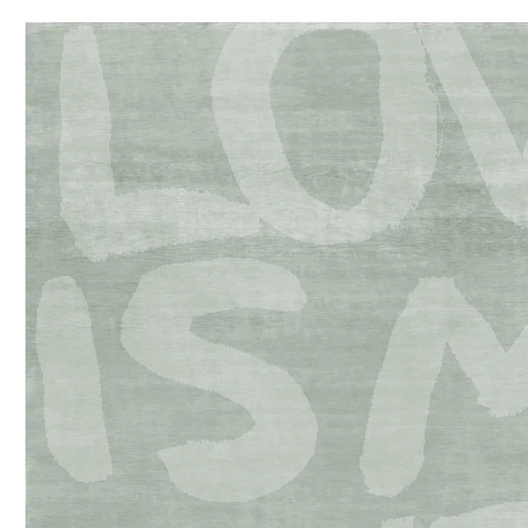 Love LE35 Rug by Second Studio, showing closeup view of love le35 by second studio in subtle green.