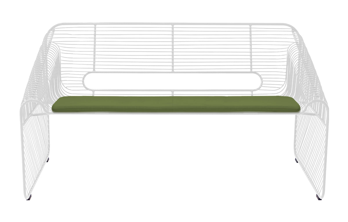 Love Seat by Bend - White Metal, Palm Sunbrella Love Seat Pad.
