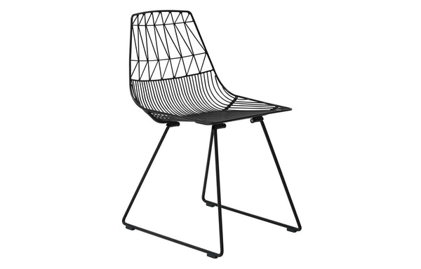 Lucy Side Dining Chair by Bend - Black Metal Frame, No Fabric.