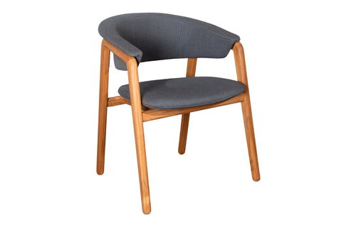 Luna Dining Chair by Cane-Line - Teak Wood/Grey AirTouch Cushion.