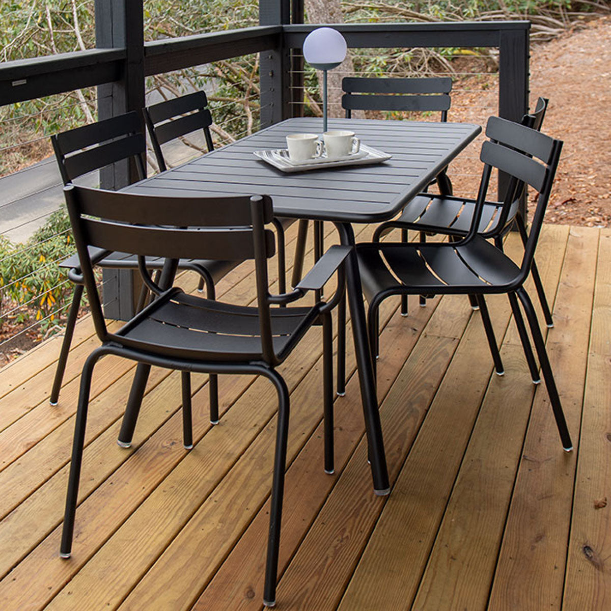 Luxembourg Arm Chair by Fermob, showing luxembourg arm chair in live shot.