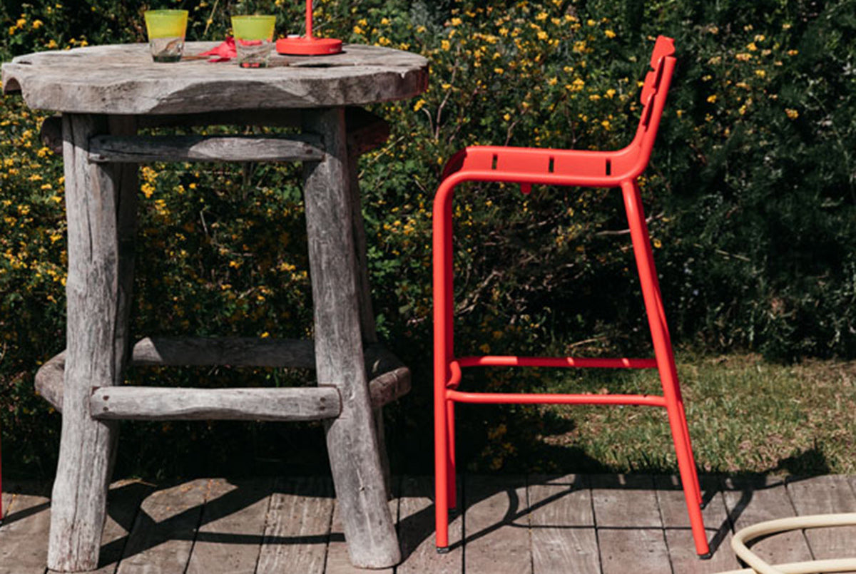 Luxembourg High Chair by Fermob, showing side view of high chair in live shot.