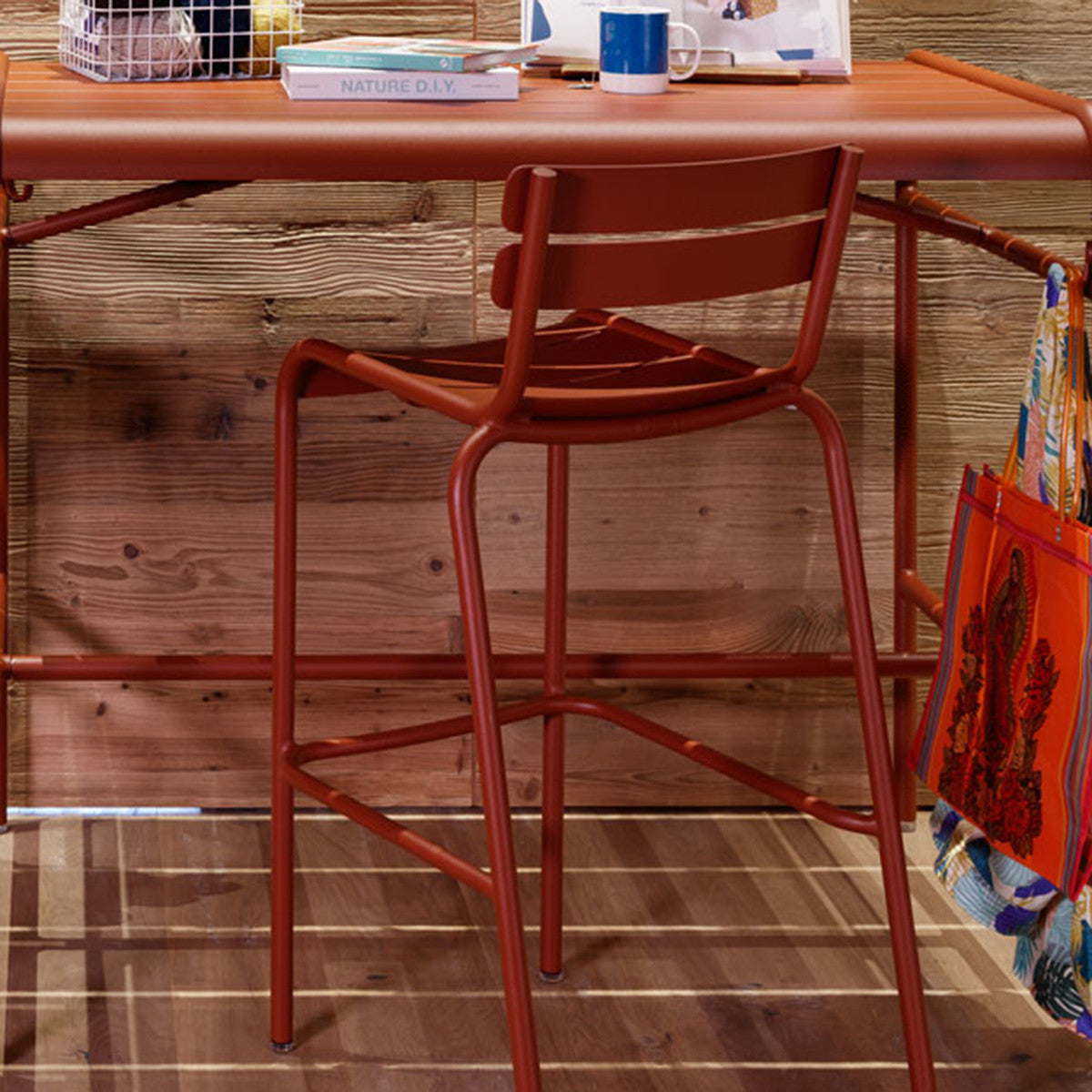 Luxembourg High Chair by Fermob, showing back view of high chair in live shot.
