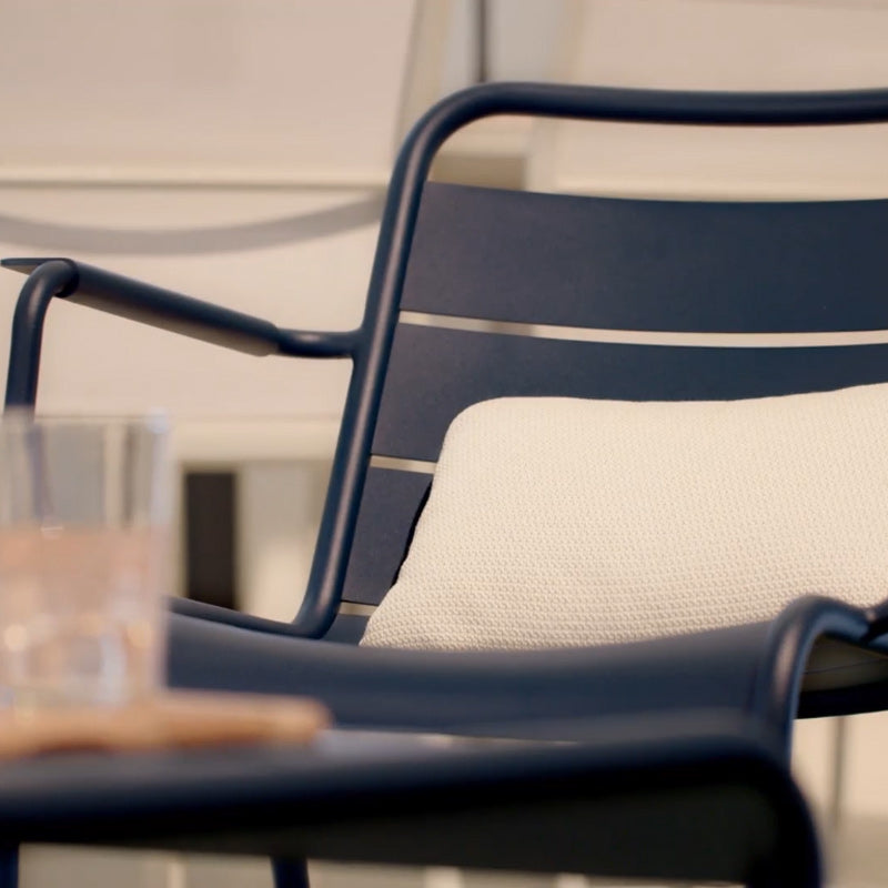 Luxembourg Lounge Armchair by Fermob, showing closeup view of luxembourg lounge armchair in the live shot.