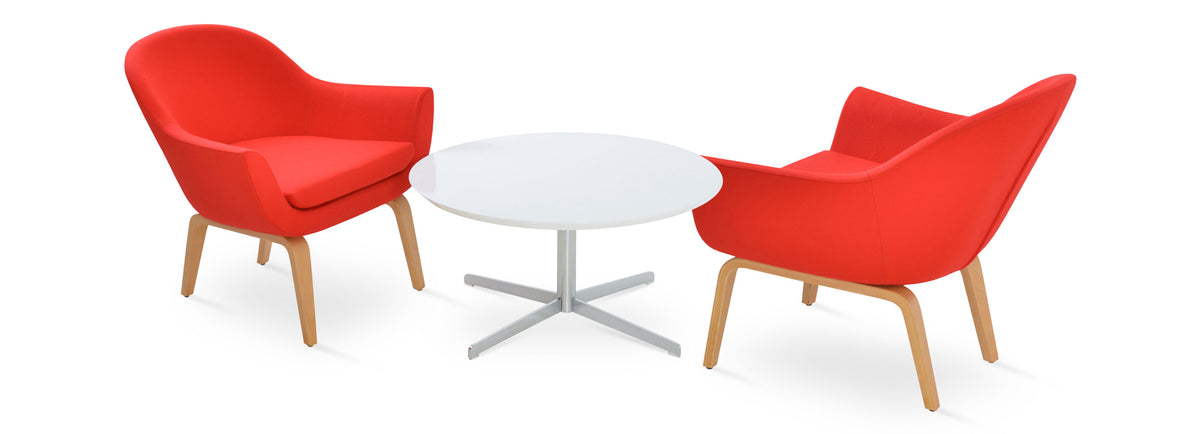 Madison Plywood Arm Chair by Sohoconcept, showing two plywood arm chairs with table.