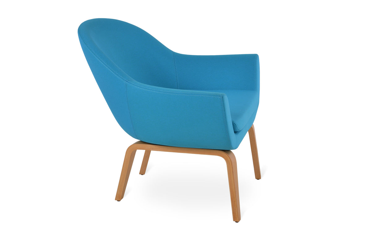 Madison Plywood Arm Chair by SohoConcept - Natural Veneer, Camira Era Turquoise Fabric.
