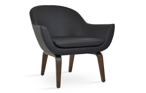 Madison Plywood Arm Chair by SohoConcept - Walnut Veneer, Black Leatherette.