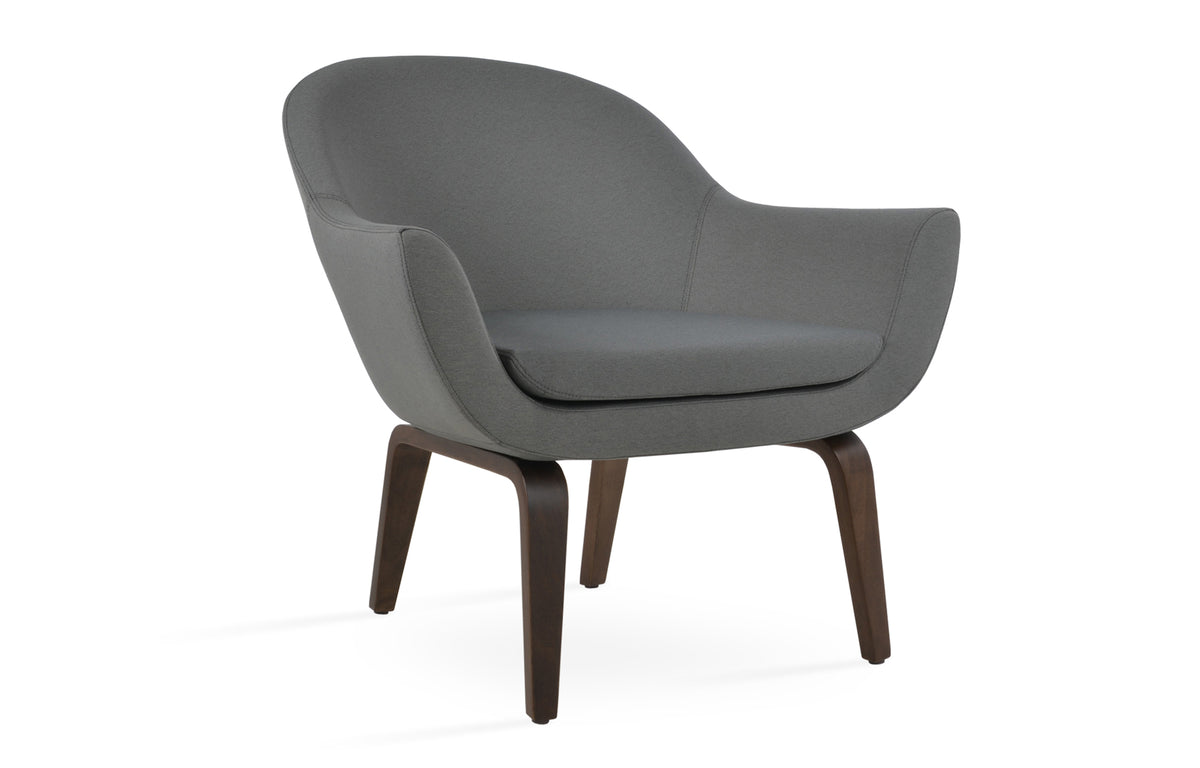 Madison Plywood Arm Chair by SohoConcept - Walnut Veneer, Camira Era Grey Fabric.