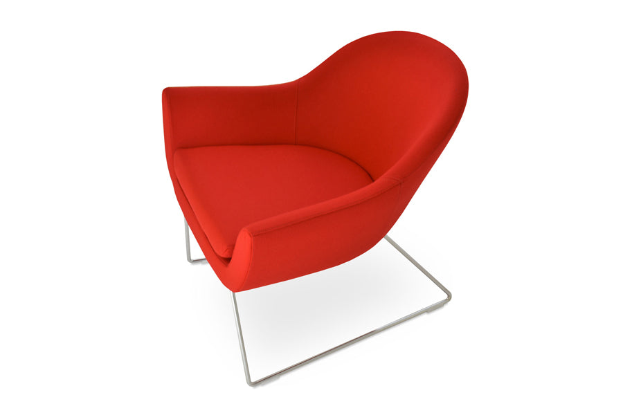 Madison Sled Wire Arm Chair by SohoConcept, showing angle view of sled wire arm chair.