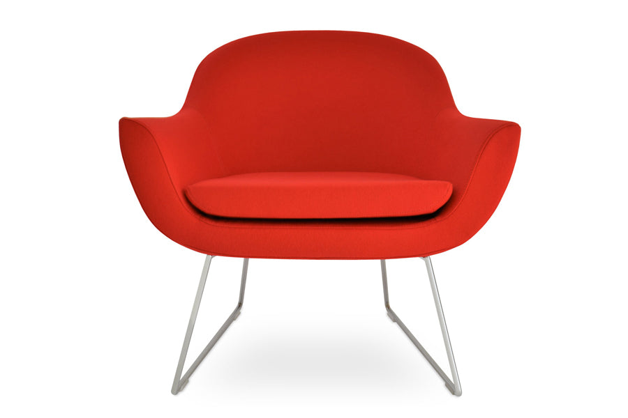 Madison Sled Wire Arm Chair by SohoConcept, showing front view of sled wire arm chair.