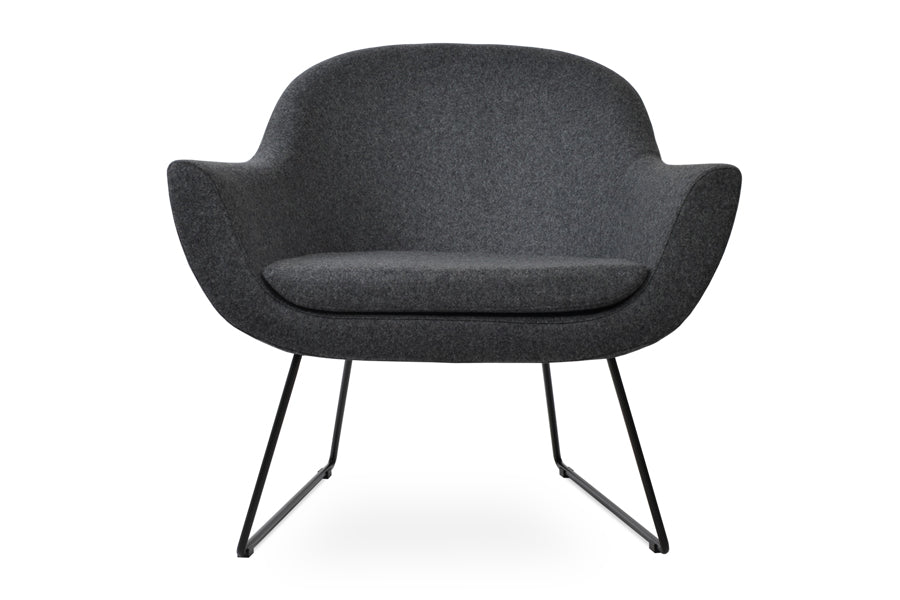 Madison Sled Wire Arm Chair by SohoConcept, showing front view of sled wire arm chair.