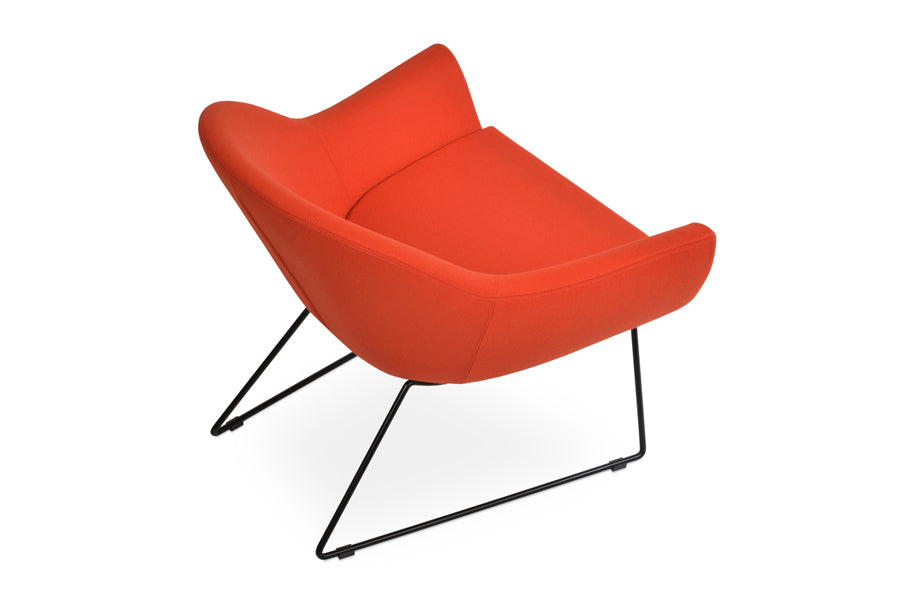 Madison Sled Wire Arm Chair by SohoConcept, showing back angle view of sled wire arm chair.