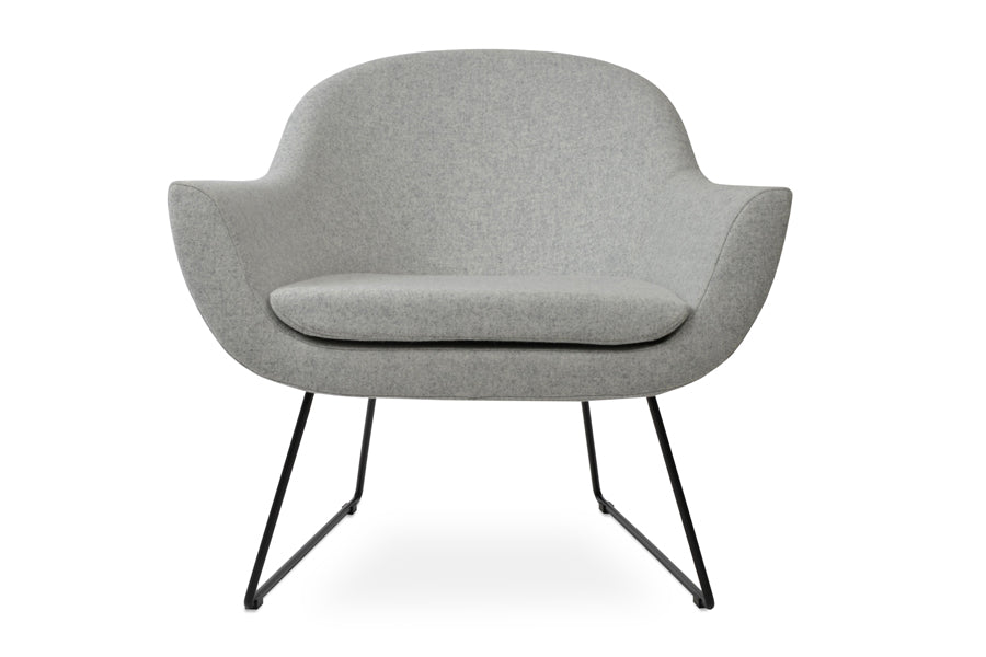 Madison Sled Wire Arm Chair by SohoConcept, showing front view of sled wire arm chair.