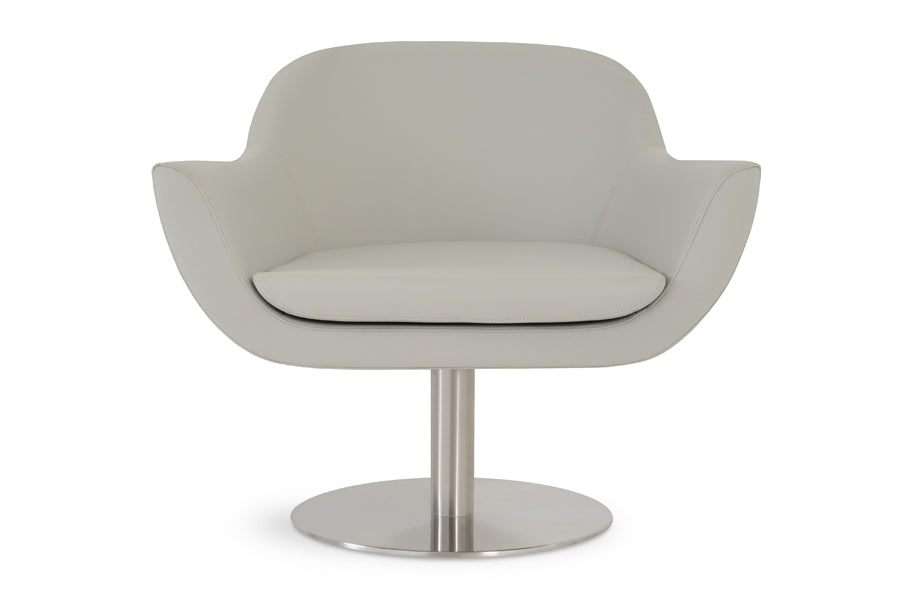 Madison Swivel Round Arm Chair by Sohoconcept. shown in grey leatherette.