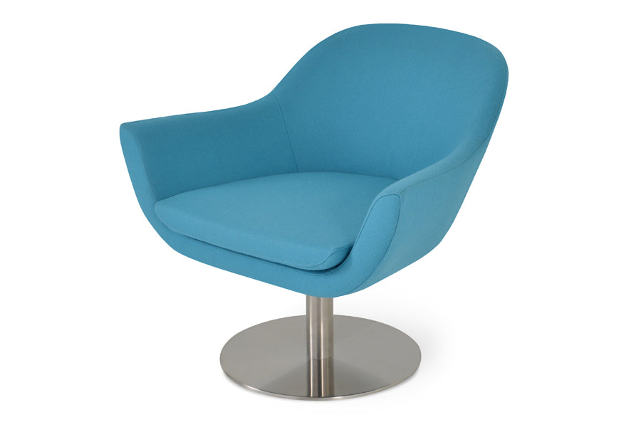 Madison Swivel Round Arm Chair by Sohoconcept. shown in turquoise camira wool.