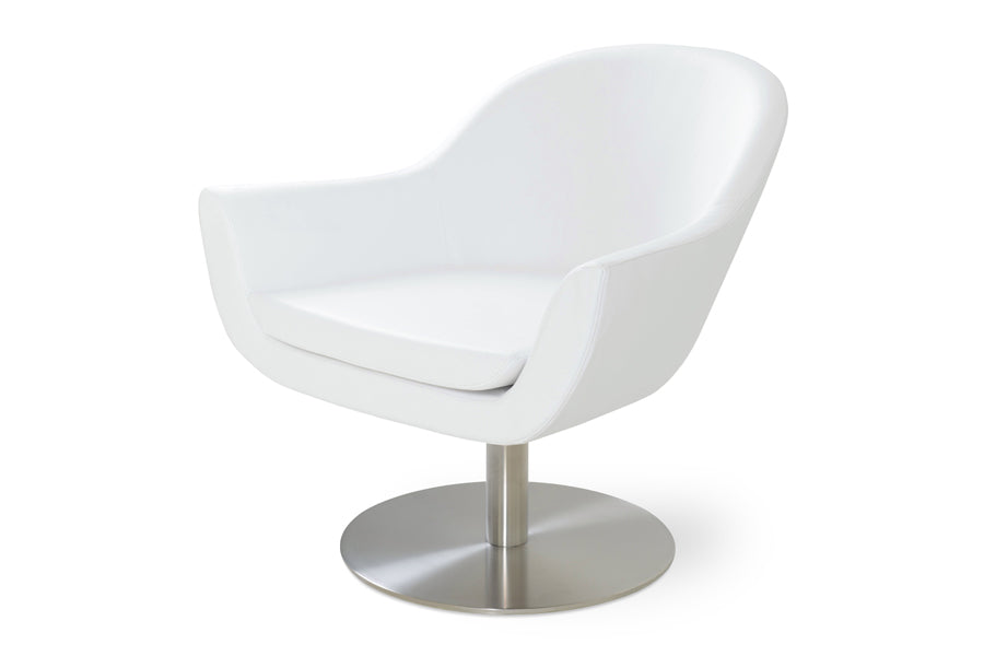 Madison Swivel Round Arm Chair by Sohoconcept. shown in white leatherette.