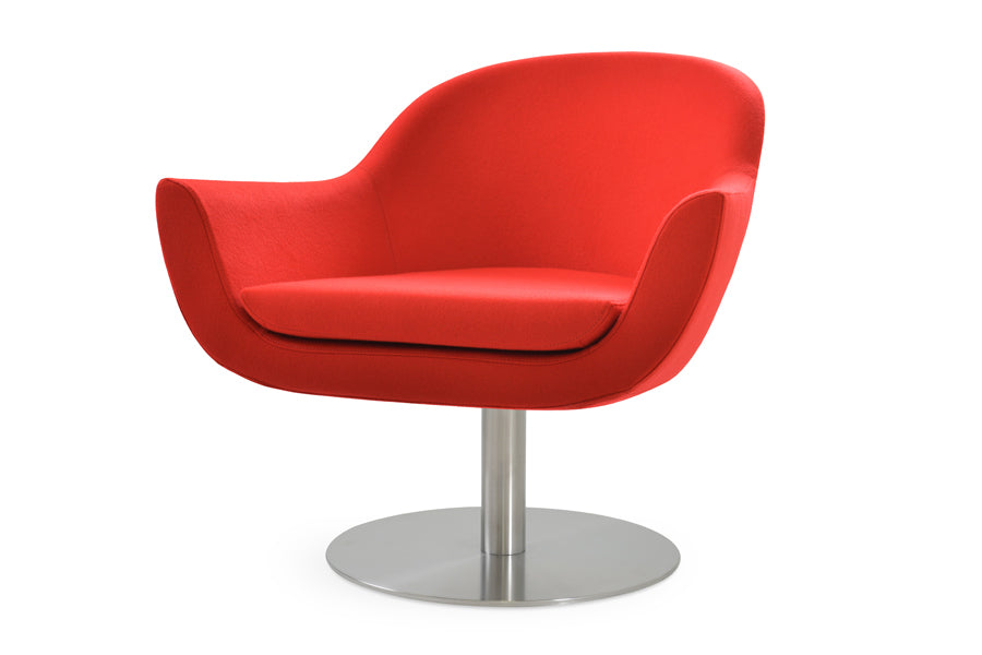 Madison Swivel Round Arm Chair by Sohoconcept. shown in red camira wool.
