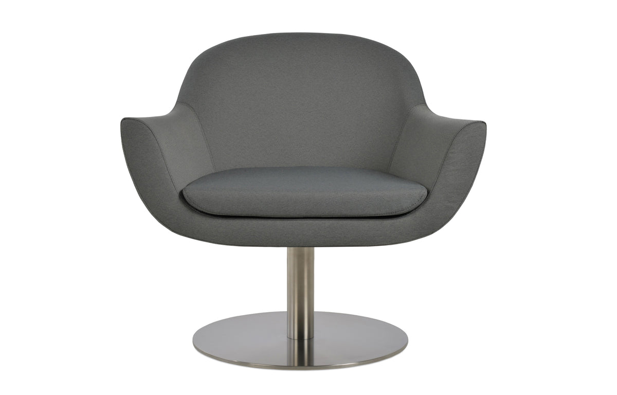 Madison Swivel Round Arm Chair by SohoConcept - Camira Era Grey Fabric.