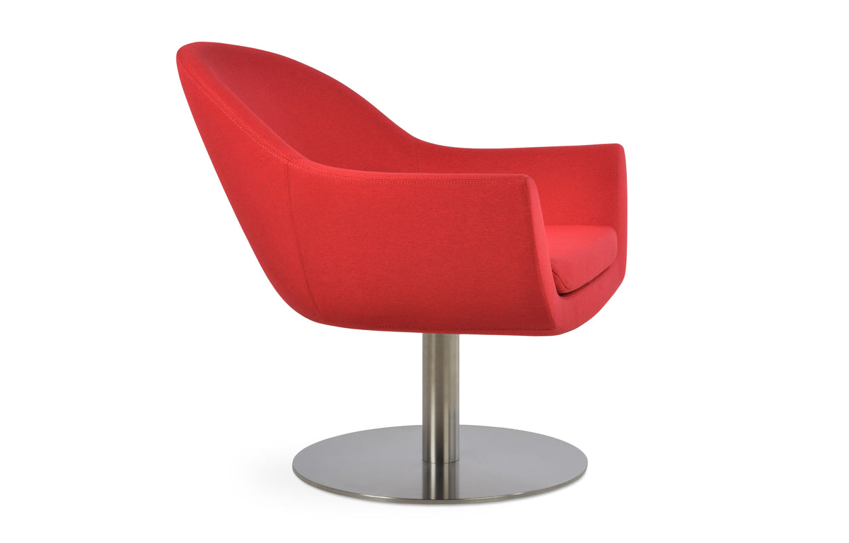 Madison Swivel Round Arm Chair by SohoConcept - Camira Era Red Fabric.