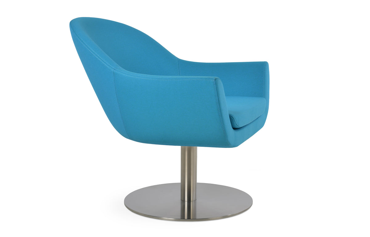 Madison Swivel Round Arm Chair by SohoConcept - Camira Era Turquoise Fabric.