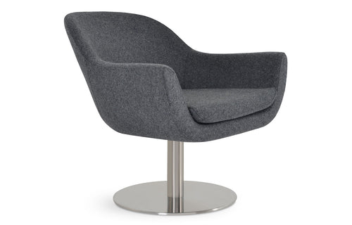Madison Swivel Round Arm Chair by SohoConcept - Camira Blazer Dark Grey Wool.