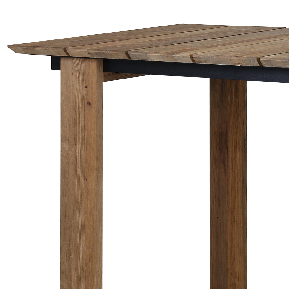Big Daddy Bar Table by Mamagreen, showing closeup view of big daddy bar table in recycled teak.