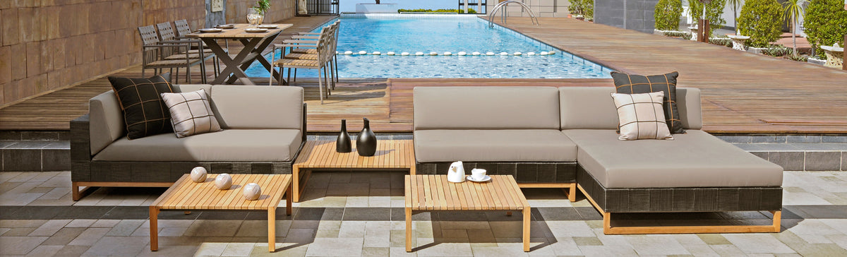 Ekka Teak Sectional Coffee Table by Mamagreen, showing ekka teak sectional coffee table in live shot.
