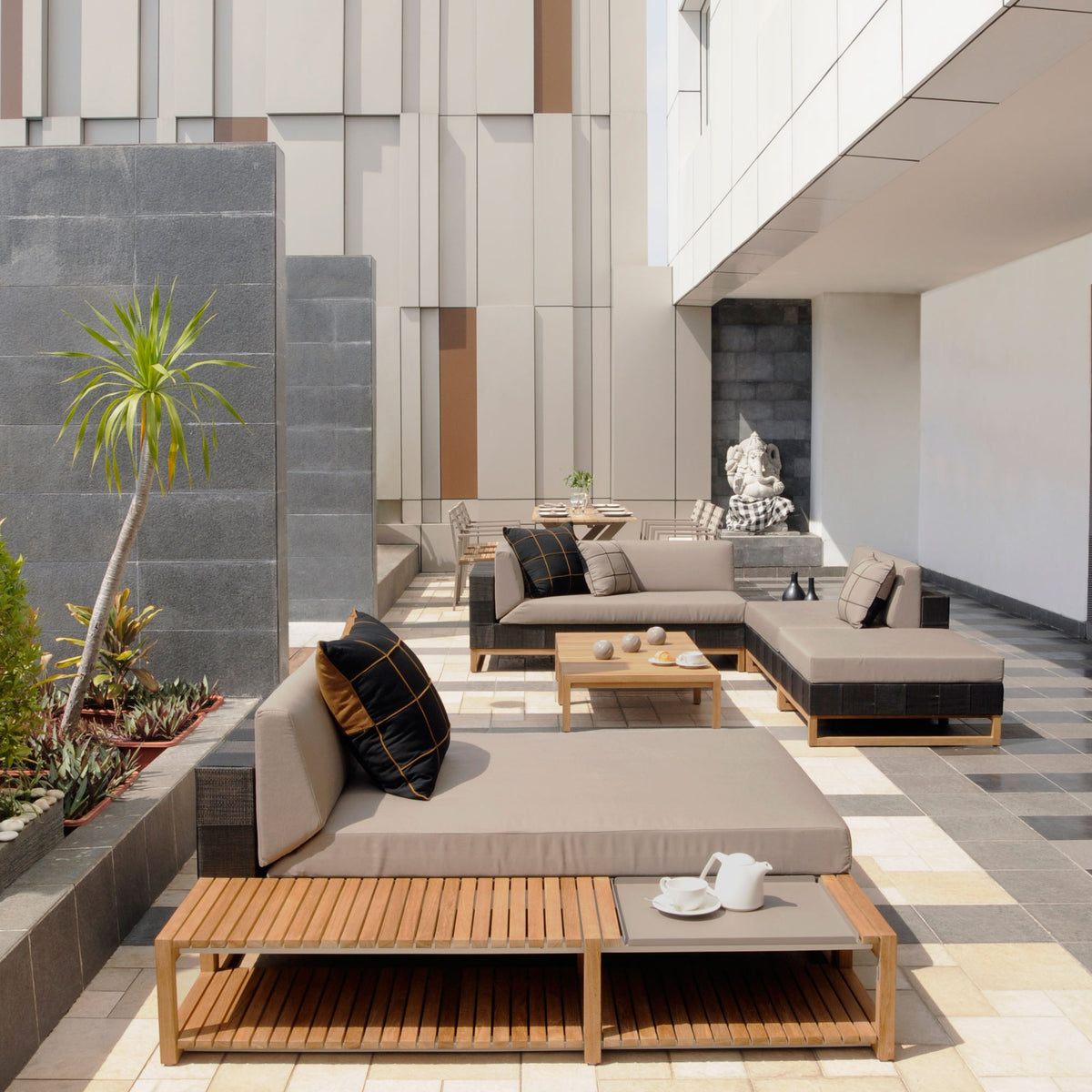 Ekka Teak Sectional Coffee Table by Mamagreen, showing ekka teak sectional coffee table in live shot.