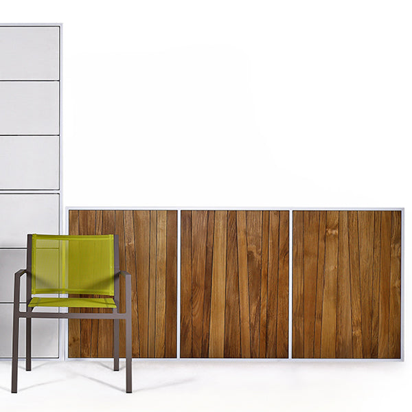 Allux Stacking Armchair by Mamagreen, showing side view of stackable armchairs in live shot.