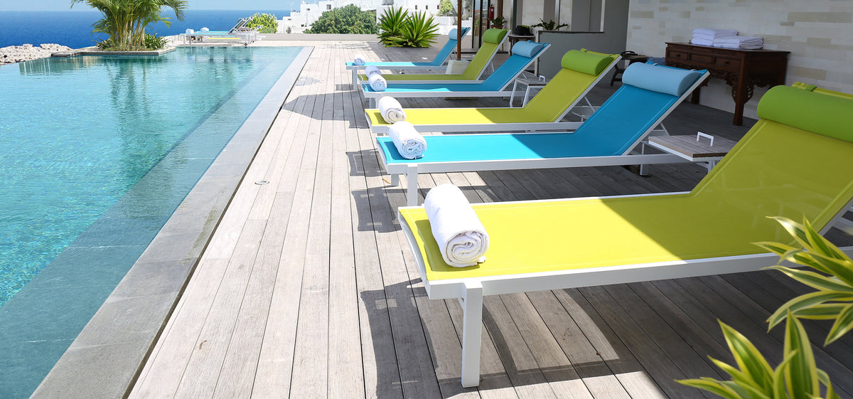 Allux Stackable Ledge Lounger by Mamagreen, showing allux stackable ledge loungers in live shot.