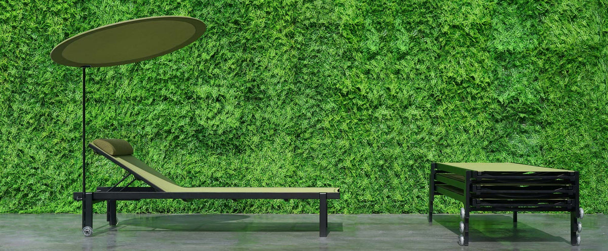 Allux Stackable Lounger with Shade by Mamagreen, showing allux stackable lounger with shade in live shot.