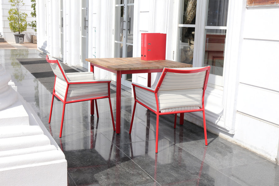 Andy Dining Chair by Mamagreen, showing andy dining chairs with dining table in live shot.