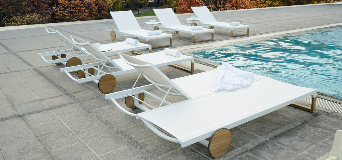 Ekka Double Lounger by Mamagreen, showing ekka double lounger with group of ekka lounger in live shot.