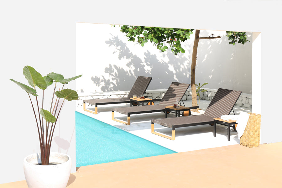 Ekka Lounger by Mamagreen, showing set of ekka lounger in live shot.
