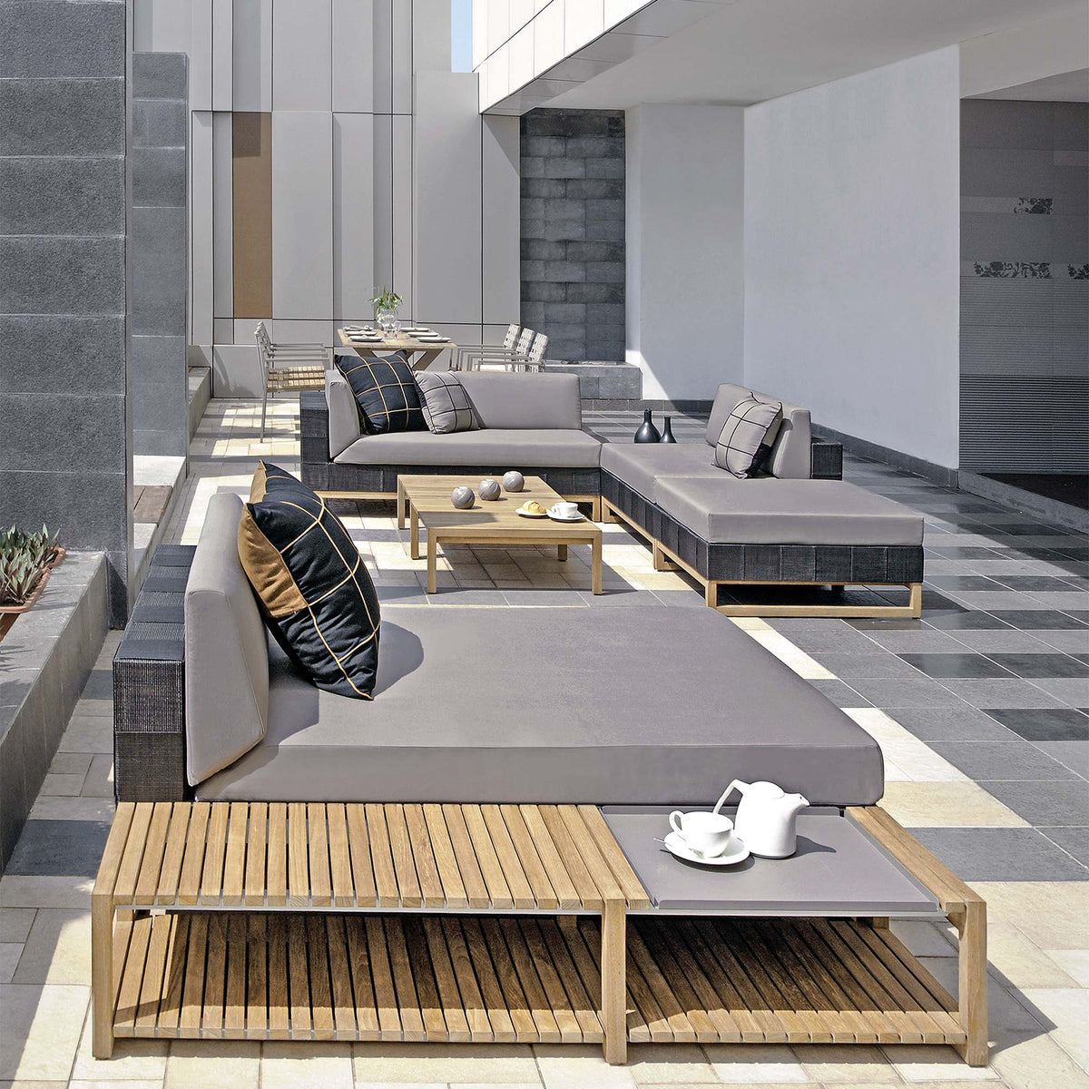 Ekka Teak Long Table by Mamagreen, showing ekka teak long table in live shot.