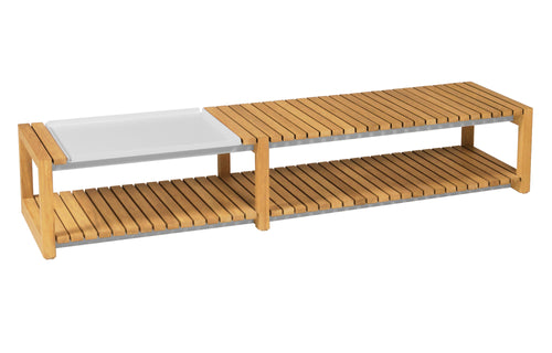 Ekka Teak Long Table by Mamagreen - White Sand Aluminum.