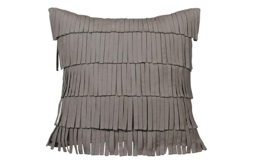 Fringe Pillows by Mamagreen - Taupe Olefin Cushion.