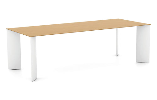 Manu Table by B&T - Natural Veneered Wood+White Powder Coated Metal.