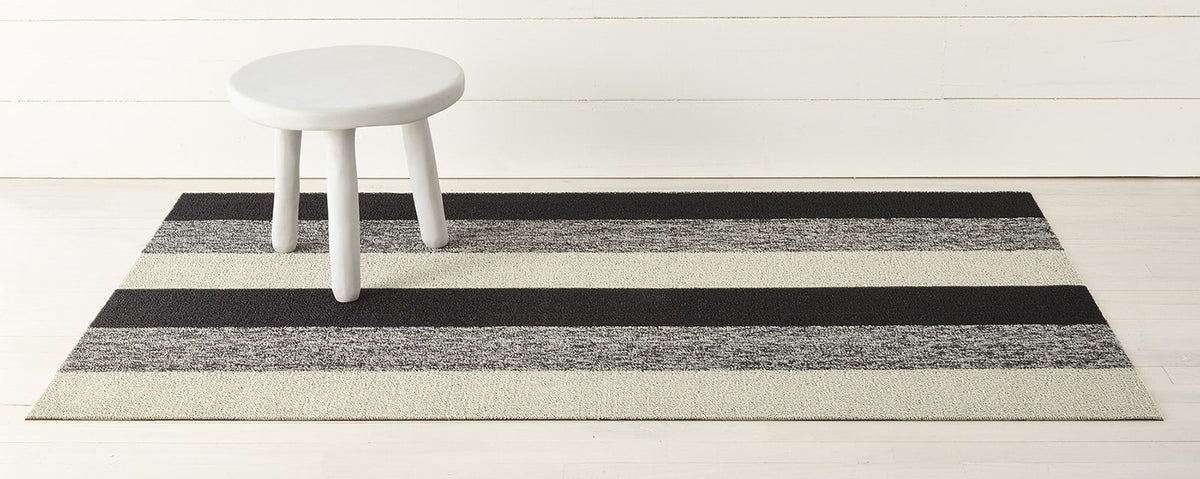 Marbled Stripe Shag Floor Mat by Chilewich, showing marbled stripe shag floor mat in live shot.