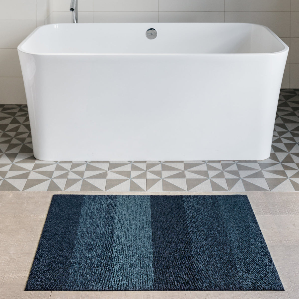 Marbled Stripe Shag Floor Mat by Chilewich, showing marbled stripe shag floor mat in live shot.